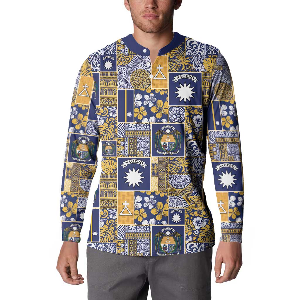 Ekamawir omo Nauru Button Sweatshirt Pacific Patchwork Xmas Vibes - Polynesian Pride