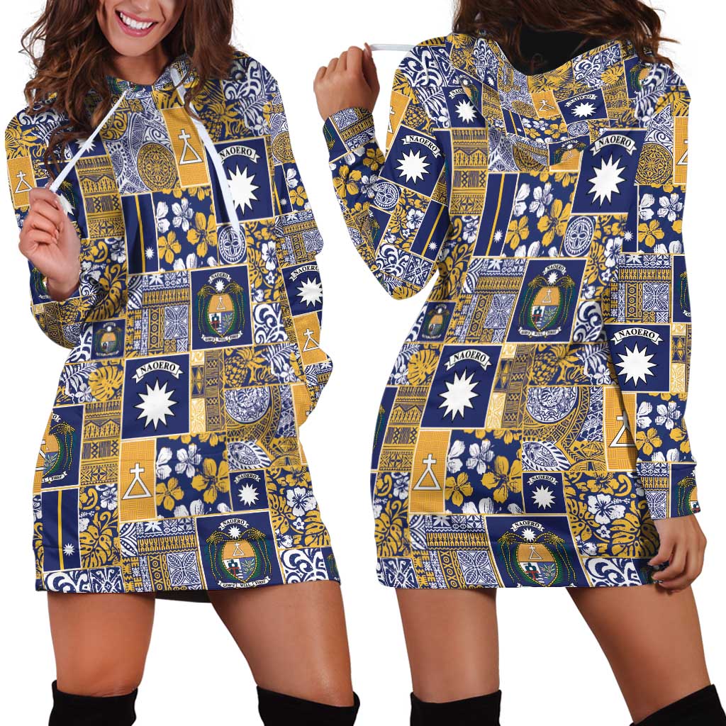 Ekamawir omo Nauru Hoodie Dress Pacific Patchwork Xmas Vibes - Polynesian Pride