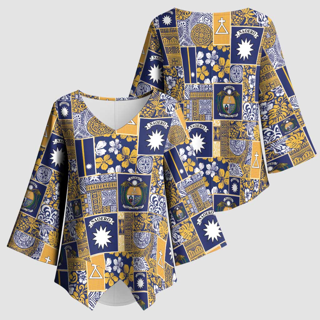 Ekamawir omo Nauru Kimono Sleeve Blouse Pacific Patchwork Xmas Vibes - Polynesian Pride