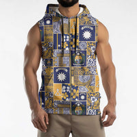 Ekamawir omo Nauru Sleeveless Zip Hoodie Pacific Patchwork Xmas Vibes - Polynesian Pride
