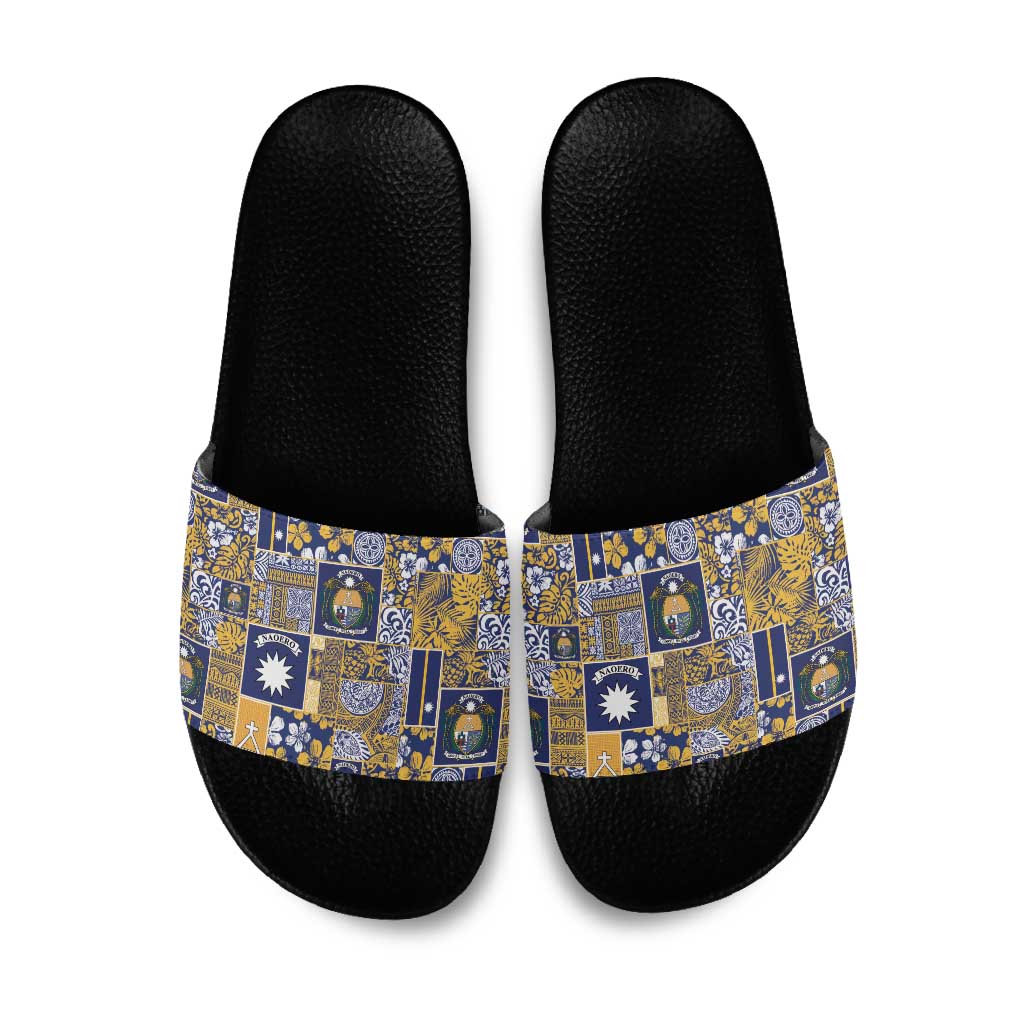Ekamawir omo Nauru Slide Sandals Pacific Patchwork Xmas Vibes - Polynesian Pride