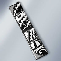 New Zealand Black Fern Custom Auto Sun Shade Maori Tukutuku Black-white Motif - Polynesian Pride