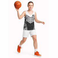 New Zealand Black Fern Custom Basketball Jersey Maori Tukutuku Black-white Motif - Polynesian Pride