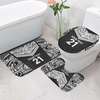 New Zealand Black Fern Custom Bathroom Set Maori Tukutuku Black-white Motif - Polynesian Pride