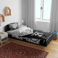 New Zealand Black Fern Custom Bedding Set Maori Tukutuku Black-white Motif