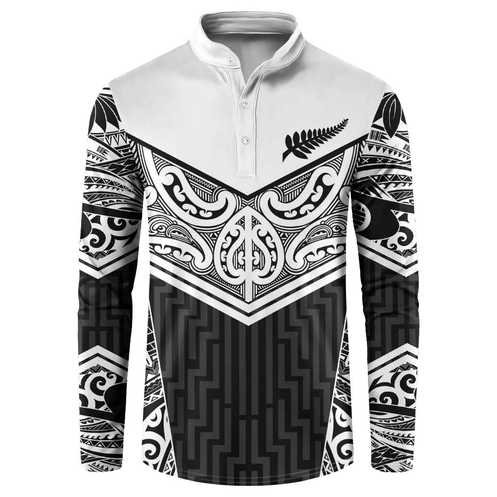 New Zealand Black Fern Custom Button Sweatshirt Maori Tukutuku Black-white Motif