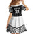 New Zealand Black Fern Custom Family Matching Puletasi and Hawaiian Shirt Maori Tukutuku Black-white Motif