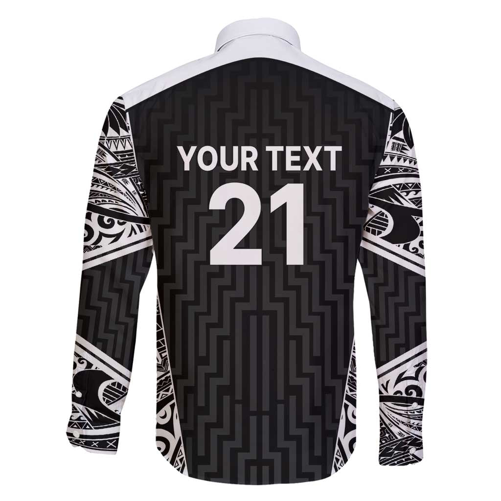 New Zealand Black Fern Custom Family Matching Puletasi and Hawaiian Shirt Maori Tukutuku Black-white Motif LT9 - Polynesian Pride