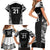 New Zealand Black Fern Custom Family Matching Short Sleeve Bodycon Dress and Hawaiian Shirt Maori Tukutuku Black-white Motif