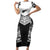 New Zealand Black Fern Custom Family Matching Short Sleeve Bodycon Dress and Hawaiian Shirt Maori Tukutuku Black-white Motif