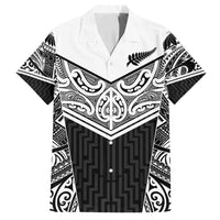 New Zealand Black Fern Custom Family Matching Summer Maxi Dress and Hawaiian Shirt Maori Tukutuku Black-white Motif