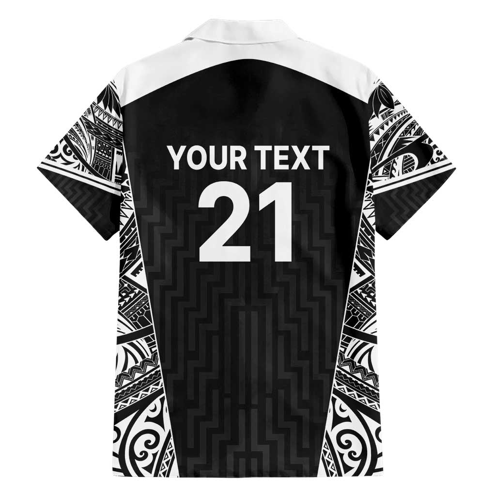 New Zealand Black Fern Custom Hawaiian Shirt Maori Tukutuku Black-white Motif