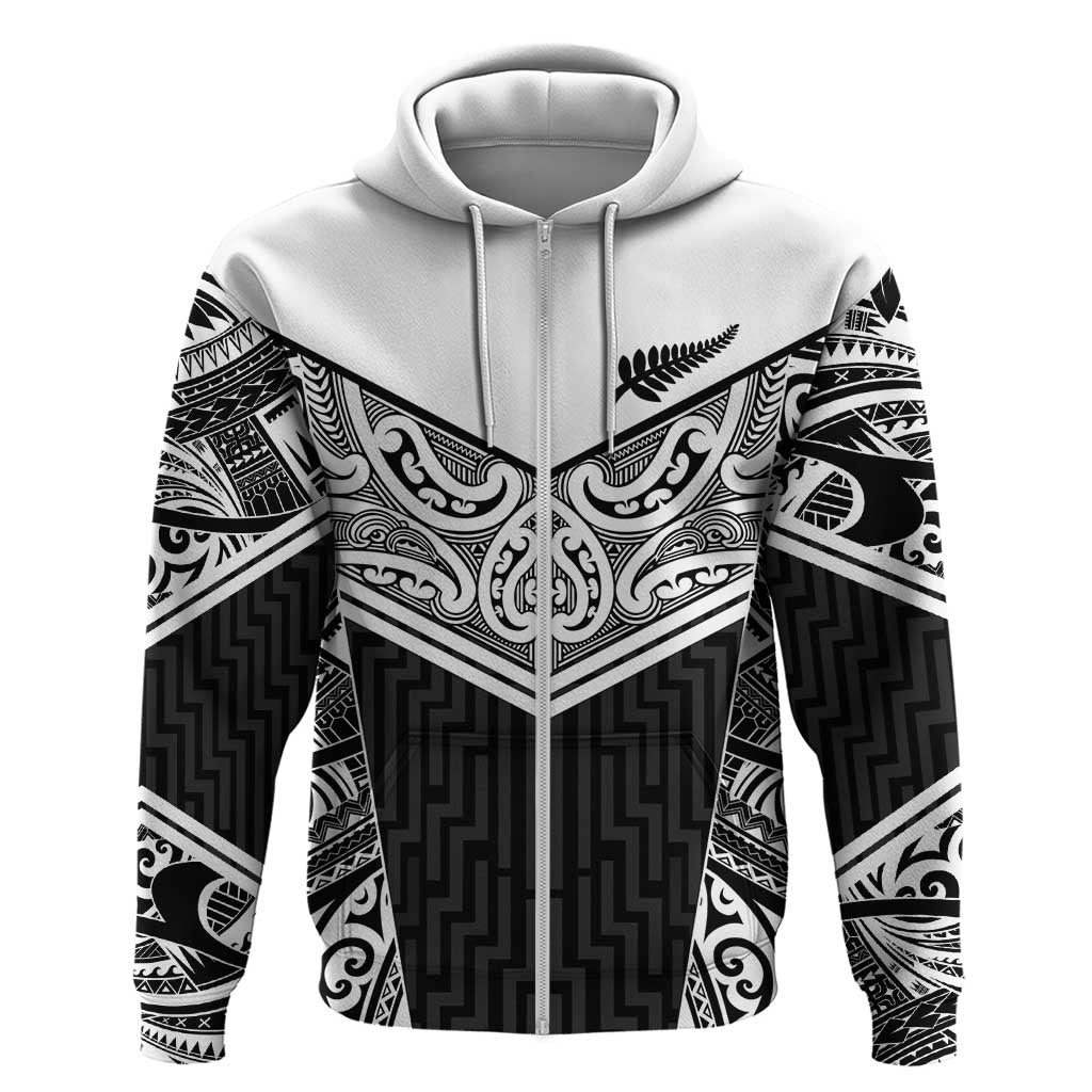 New Zealand Black Fern Custom Hoodie Maori Tukutuku Black-white Motif