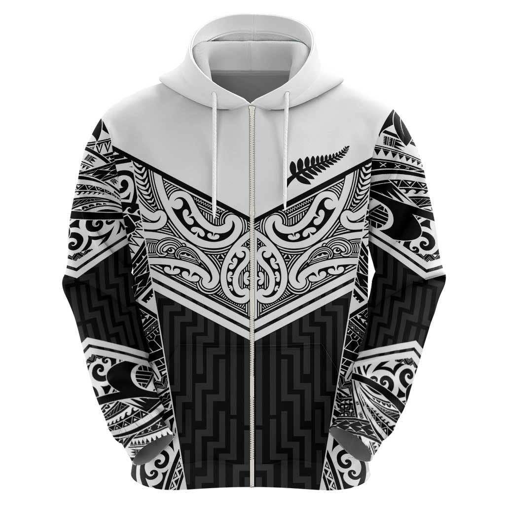 New Zealand Black Fern Custom Hoodie Maori Tukutuku Black-white Motif