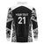 New Zealand Black Fern Custom Long Sleeve Polo Shirt Maori Tukutuku Black-white Motif