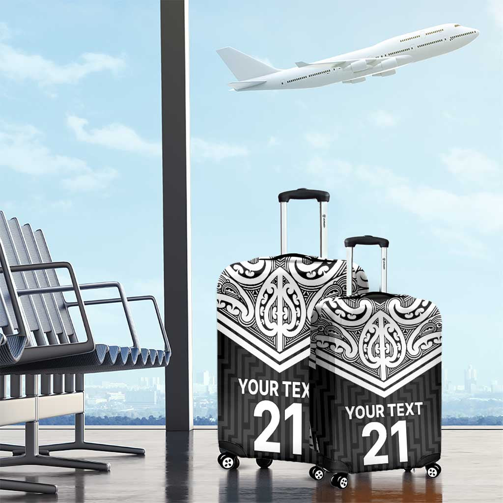 New Zealand Black Fern Custom Luggage Cover Maori Tukutuku Black-white Motif