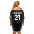 New Zealand Black Fern Custom Off Shoulder Short Dress Maori Tukutuku Black-white Motif