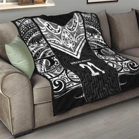 New Zealand Black Fern Custom Quilt Maori Tukutuku Black-white Motif