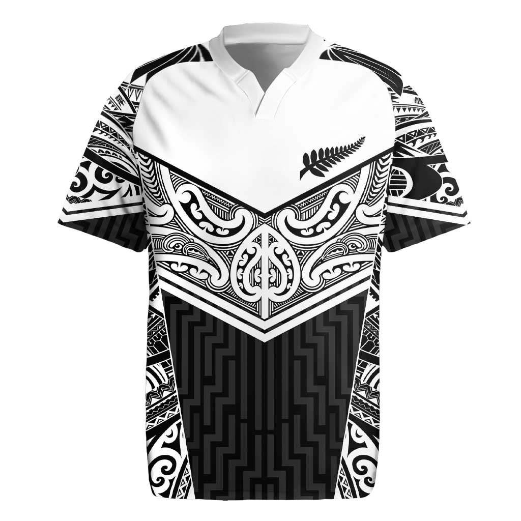New Zealand Black Fern Custom Rugby Jersey Maori Tukutuku Black-white Motif