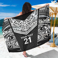New Zealand Black Fern Custom Sarong Maori Tukutuku Black-white Motif