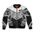 New Zealand Black Fern Custom Sleeve Zip Bomber Jacket Maori Tukutuku Black-white Motif