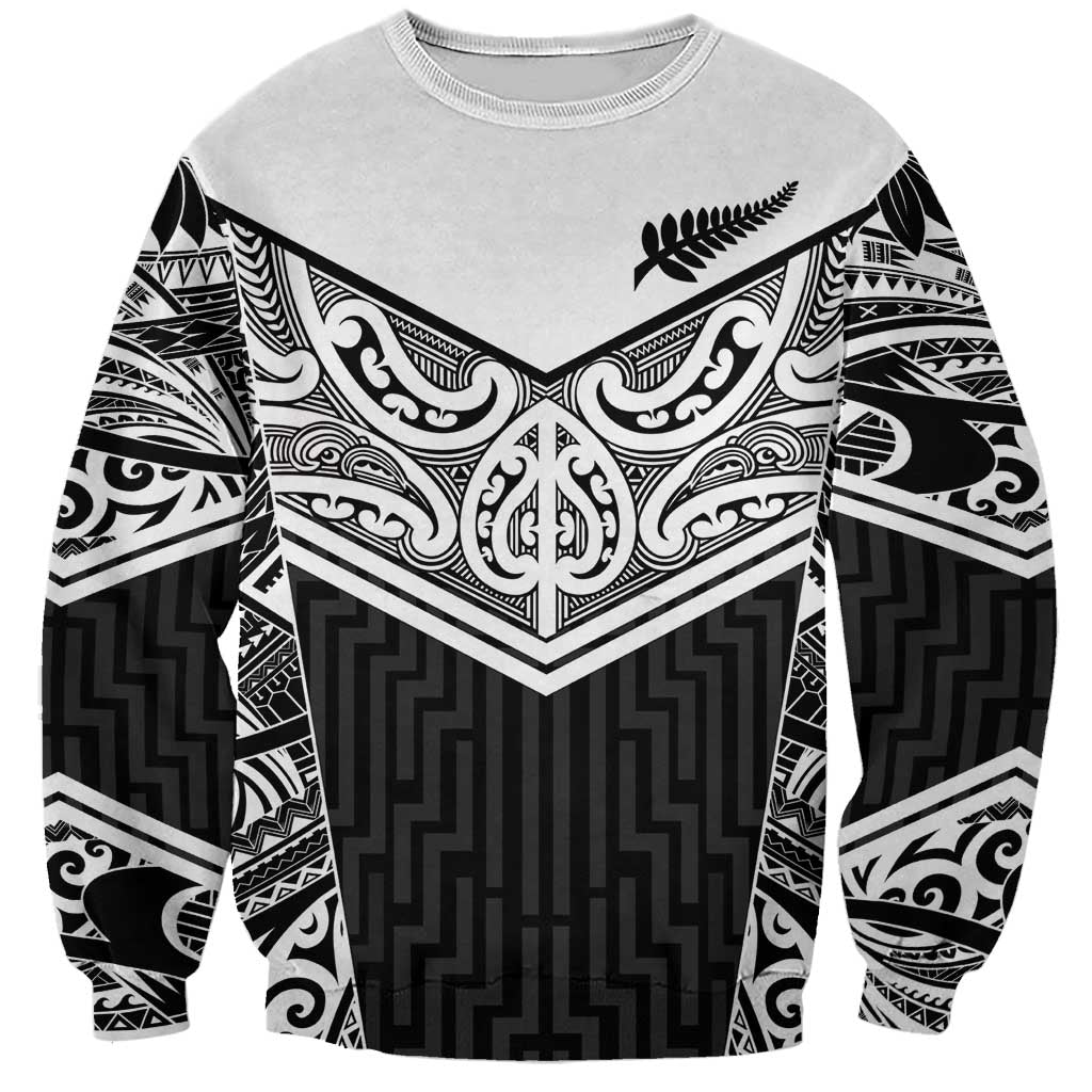 New Zealand Black Fern Custom Sweatshirt Maori Tukutuku Black-white Motif