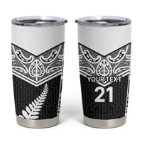 New Zealand Black Fern Custom Tumbler Cup Maori Tukutuku Black-white Motif