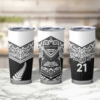 New Zealand Black Fern Custom Tumbler Cup Maori Tukutuku Black-white Motif