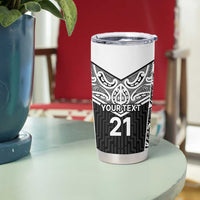 New Zealand Black Fern Custom Tumbler Cup Maori Tukutuku Black-white Motif