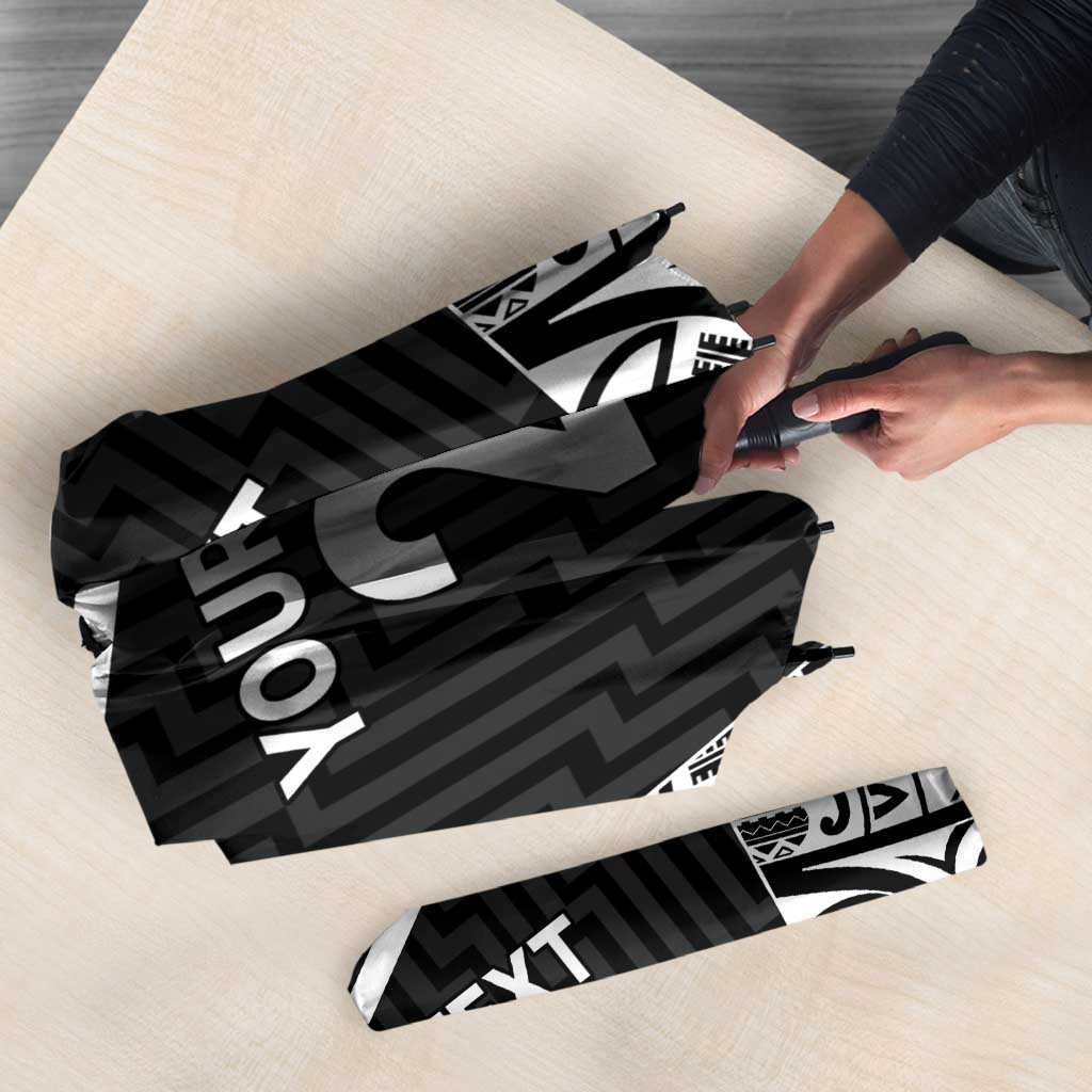 New Zealand Black Fern Custom Umbrella Maori Tukutuku Black-white Motif - Polynesian Pride