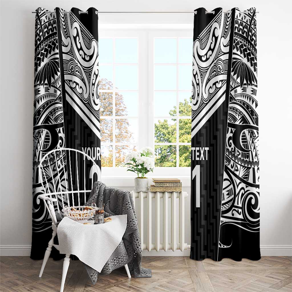 New Zealand Black Fern Custom Window Curtain Maori Tukutuku Black-white Motif