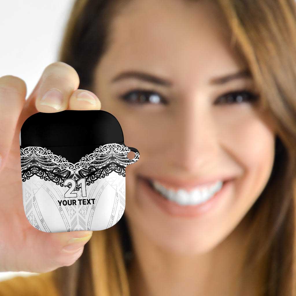New Zealand Koru Fern Custom AirPods Case Simple Taniko Motif LT9 White - Polynesian Pride
