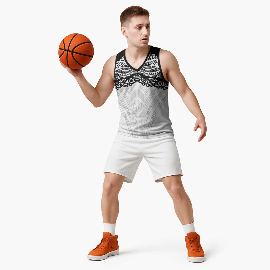 New Zealand Koru Fern Custom Basketball Jersey Simple Taniko Motif - Polynesian Pride