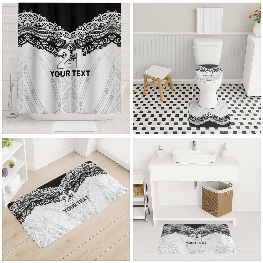 New Zealand Koru Fern Custom Bathroom Set Simple Taniko Motif - Polynesian Pride