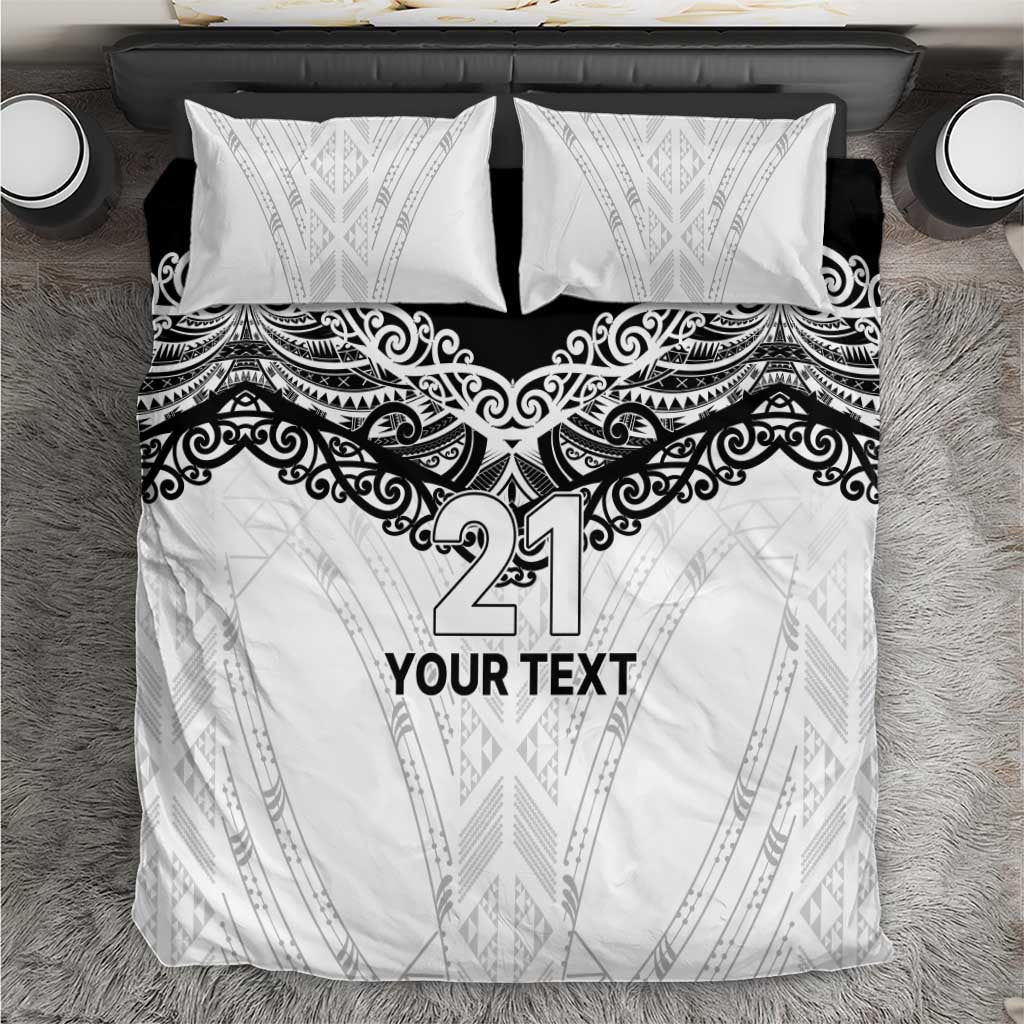 New Zealand Koru Fern Custom Bedding Set Simple Taniko Motif LT9 White - Polynesian Pride