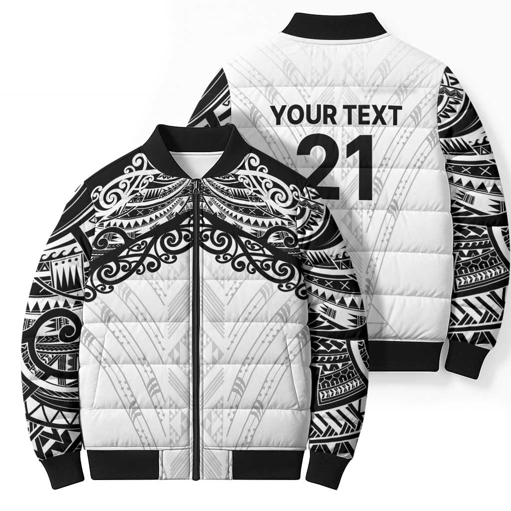 New Zealand Koru Fern Custom Bomber Puffer Jacket Simple Taniko Motif - Polynesian Pride