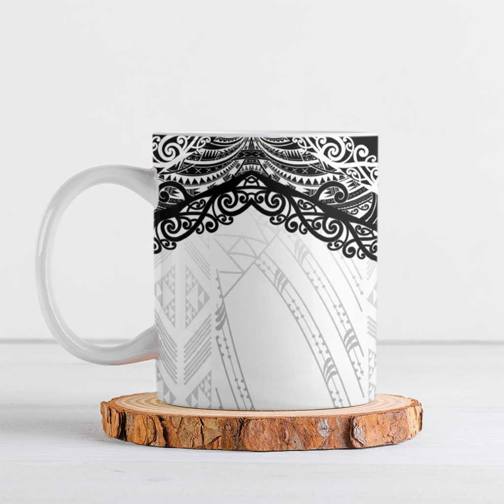 New Zealand Koru Fern Custom Ceramic Mug Simple Taniko Motif - Polynesian Pride