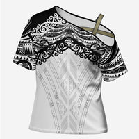 New Zealand Koru Fern Custom Cross Shoulder Shirt Simple Taniko Motif - Polynesian Pride