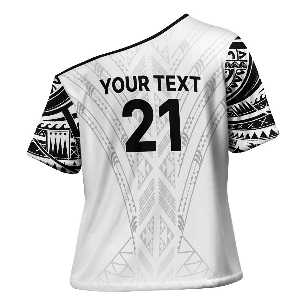 New Zealand Koru Fern Custom Cross Shoulder Shirt Simple Taniko Motif - Polynesian Pride