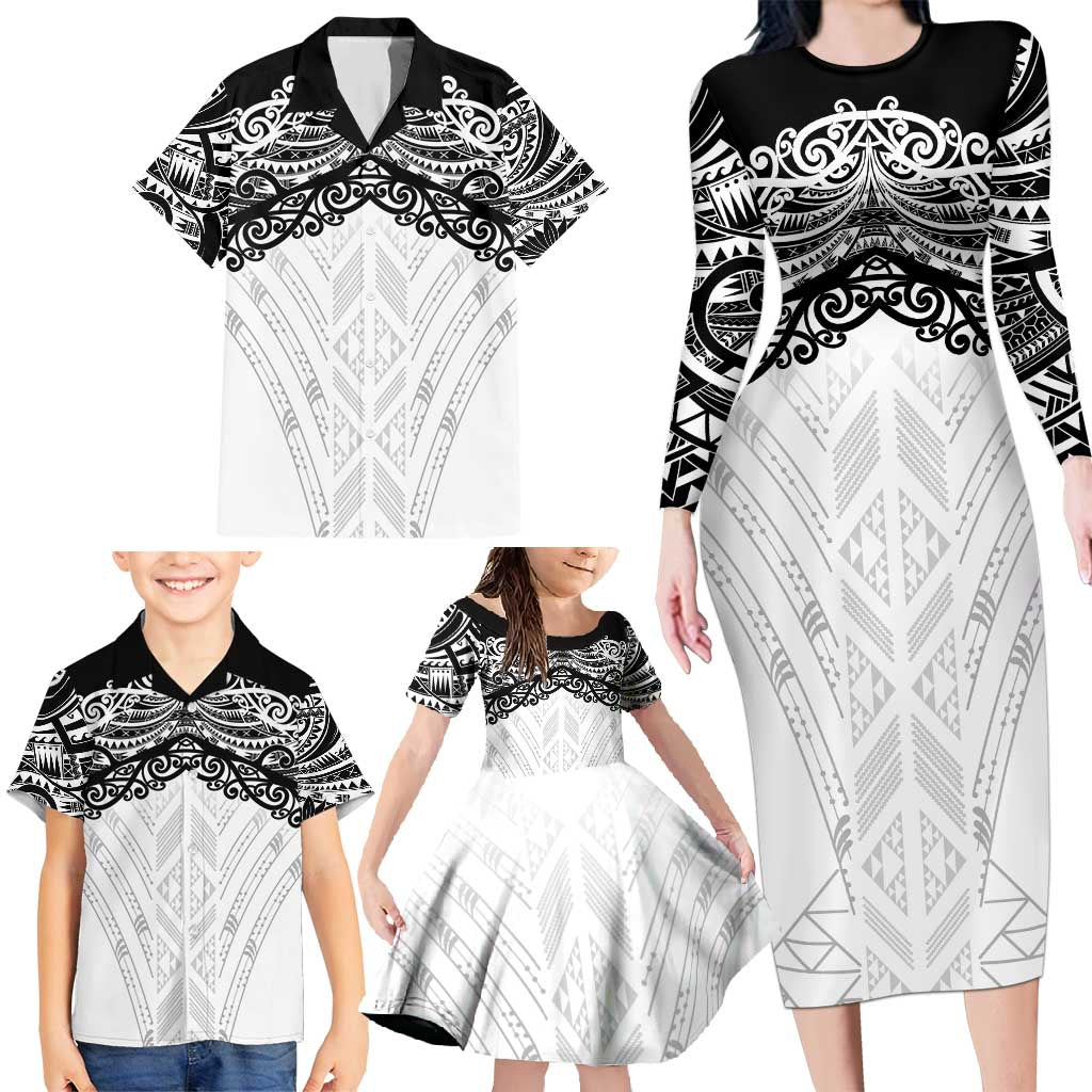 New Zealand Koru Fern Custom Family Matching Long Sleeve Bodycon Dress and Hawaiian Shirt Simple Taniko Motif