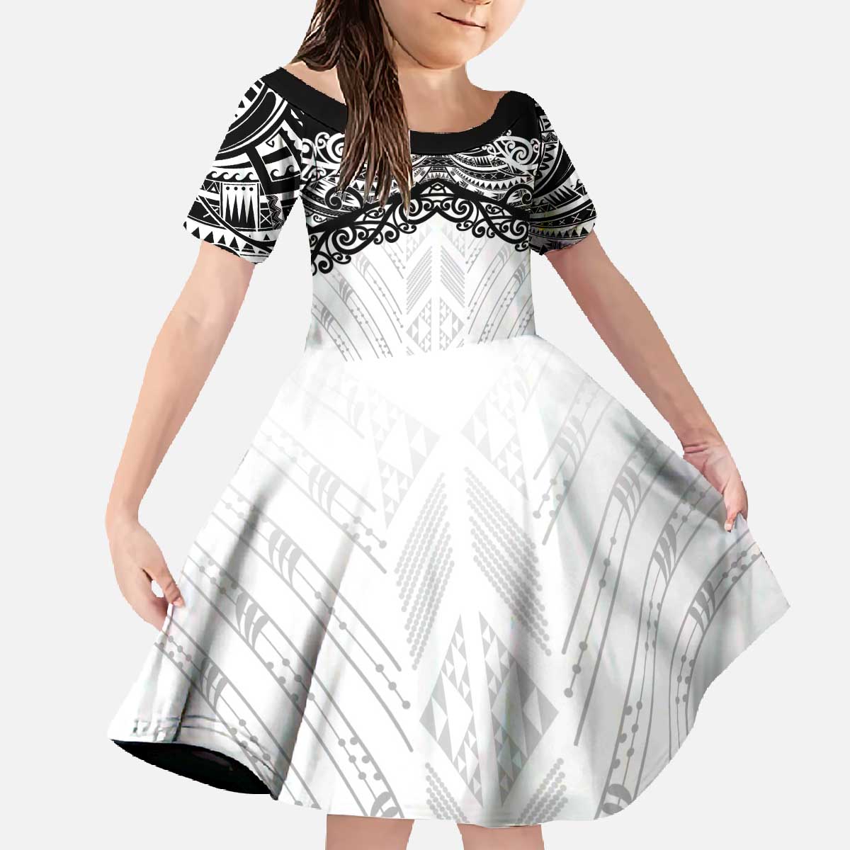 New Zealand Koru Fern Custom Family Matching Off The Shoulder Long Sleeve Dress and Hawaiian Shirt Simple Taniko Motif