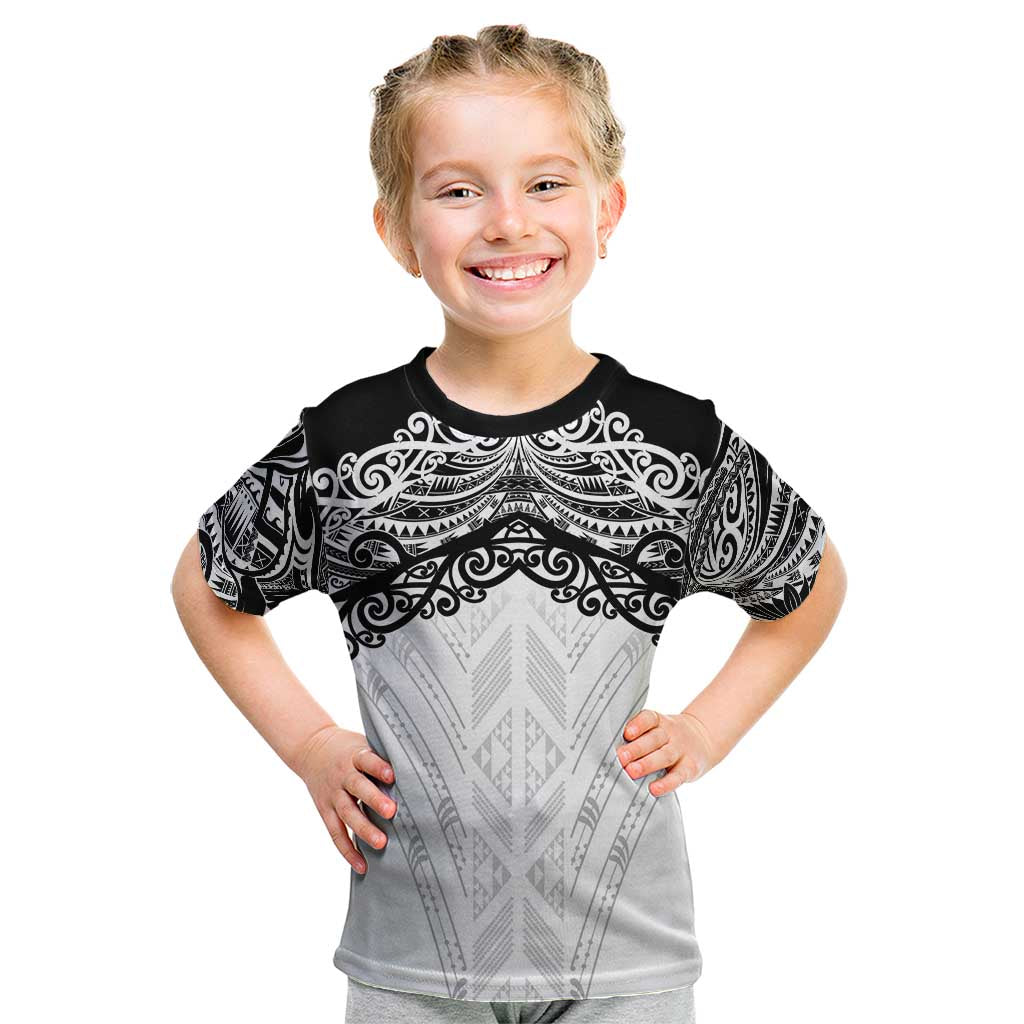New Zealand Koru Fern Custom Kid T Shirt Simple Taniko Motif LT9 White - Polynesian Pride