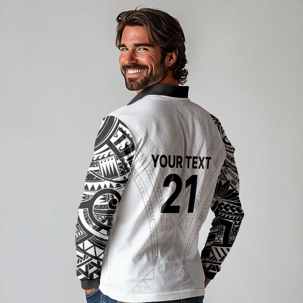 New Zealand Koru Fern Custom Long Sleeve Polo Shirt Simple Taniko Motif