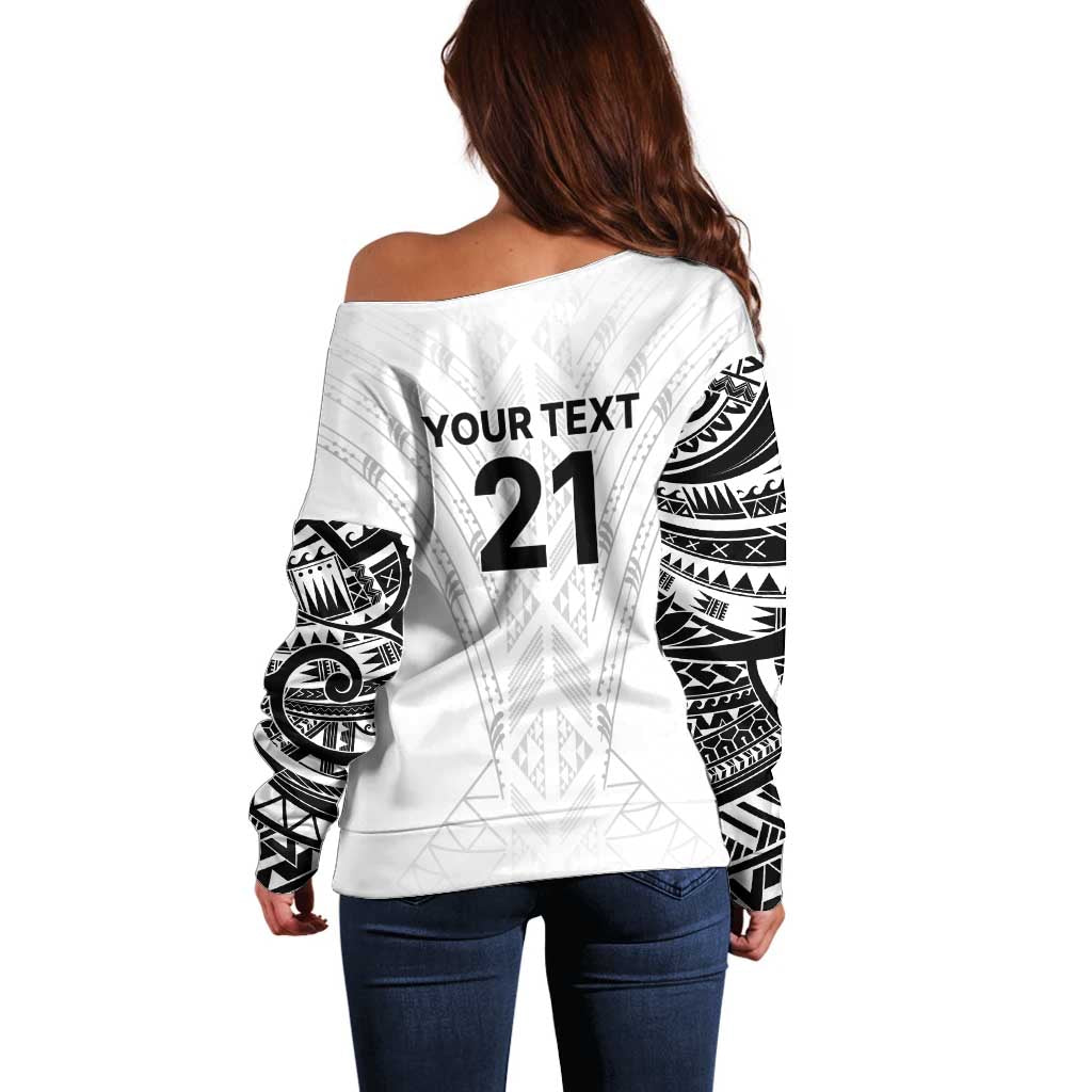 New Zealand Koru Fern Custom Off Shoulder Sweater Simple Taniko Motif