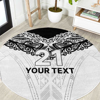 New Zealand Koru Fern Custom Round Carpet Simple Taniko Motif