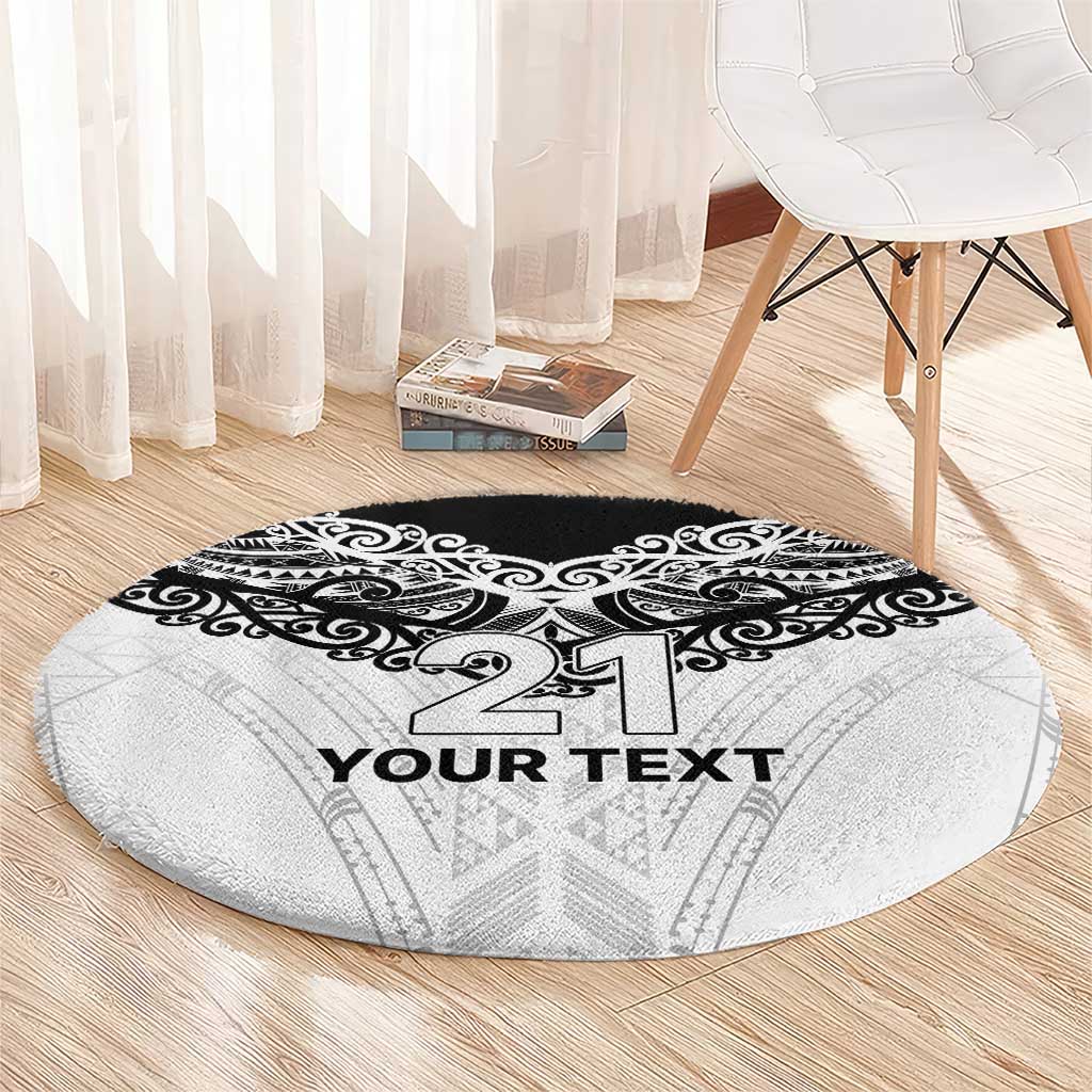 New Zealand Koru Fern Custom Round Carpet Simple Taniko Motif