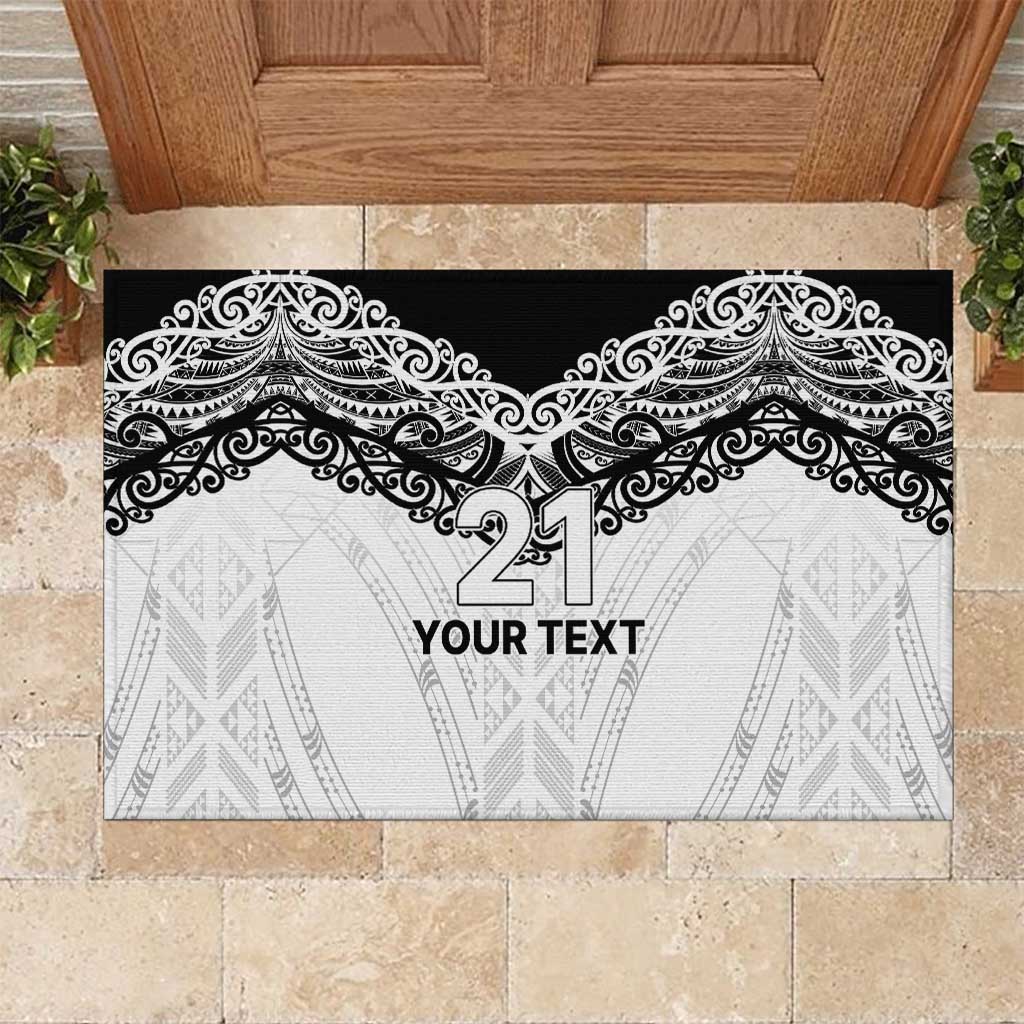 New Zealand Koru Fern Custom Rubber Doormat Simple Taniko Motif LT9 White - Polynesian Pride