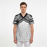 New Zealand Koru Fern Custom Scrub Top Simple Taniko Motif - Polynesian Pride