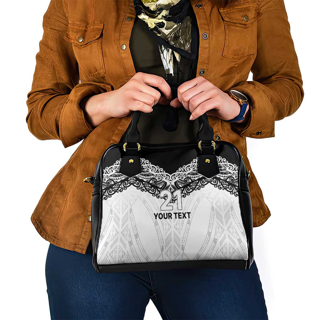 New Zealand Koru Fern Custom Shoulder Handbag Simple Taniko Motif LT9 - Polynesian Pride