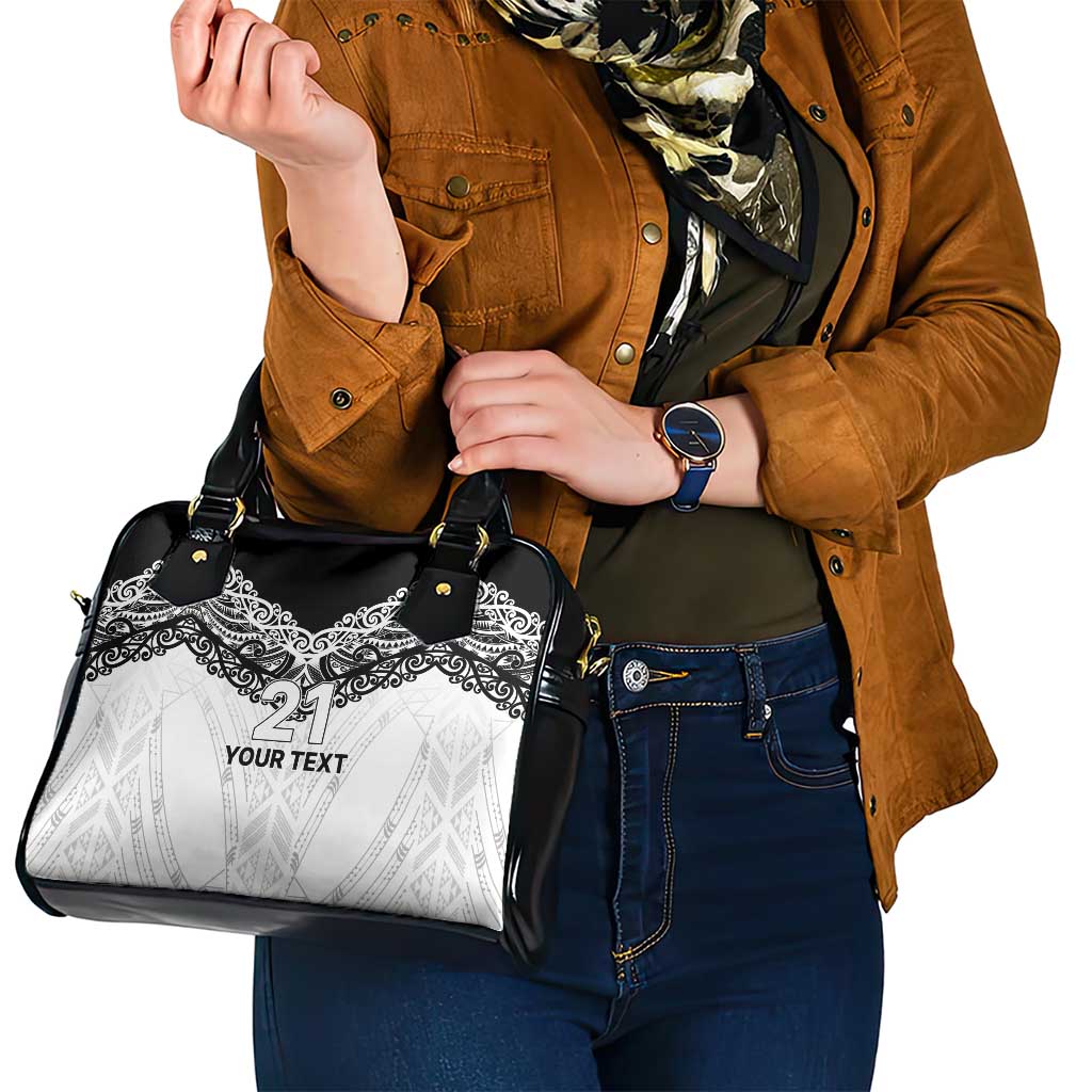 New Zealand Koru Fern Custom Shoulder Handbag Simple Taniko Motif LT9 - Polynesian Pride